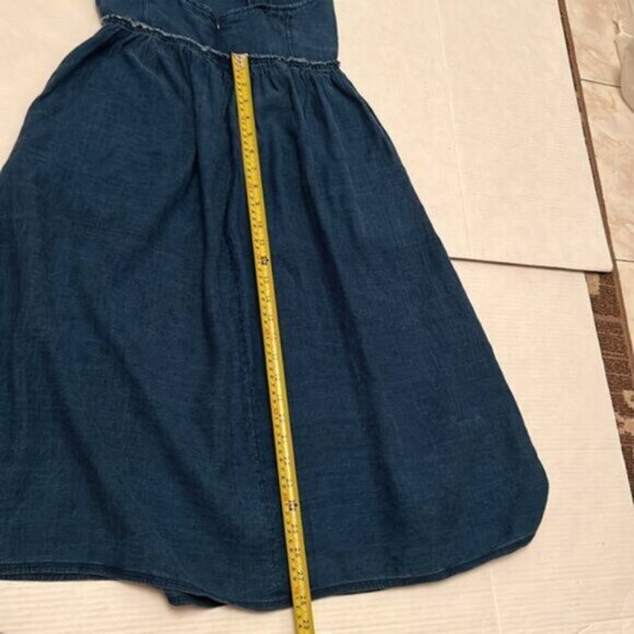 Aritzia  * Wilfred Midi  Pinafore Linen Dress   Blue Moroccan EUC - Picture 6 of 14